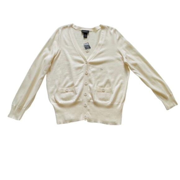 Lane Bryant Cardigan Sweater Cream Cotton Pockets Button Front Size 14/16 XL NEW - Picture 7 of 11